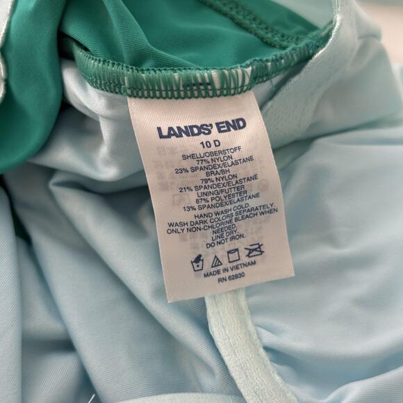 Lands End Tankini Swimsuit Top Womens 10D Colorblock Adjustable Straps Swimwear - Picture 3 of 4